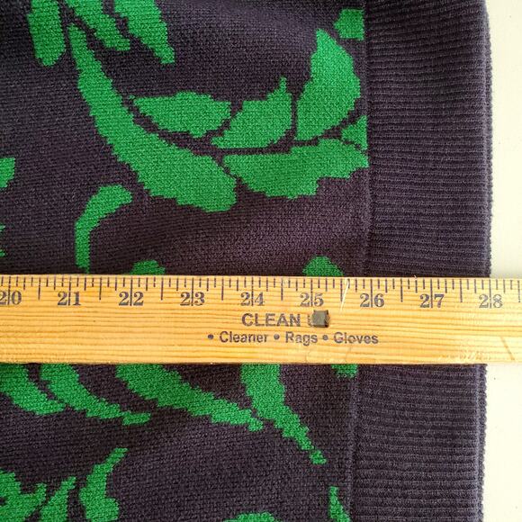 GILI Women Floral Sweater Jumper 2X Navy Blue Green Preppy Twee Classic NEW - Picture 9 of 11